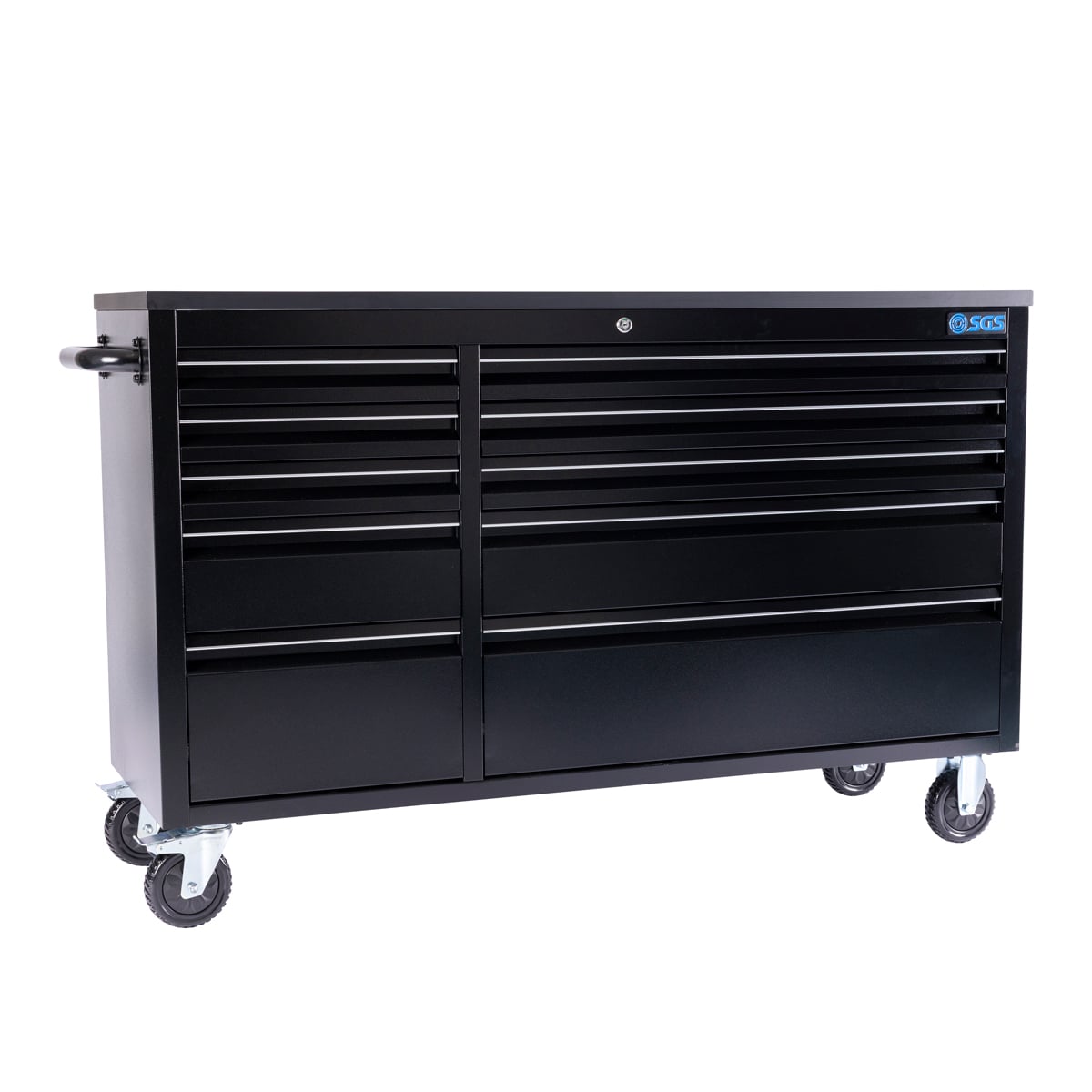 SGS 55in Deluxe 10 Drawer Wheeled Tool Cabinet | Black